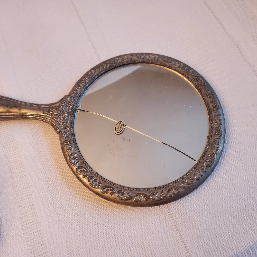 Vintage 3-Piece Vanity Set – Brush, Comb & Hand Mirror – Mirror Cracked – As Is